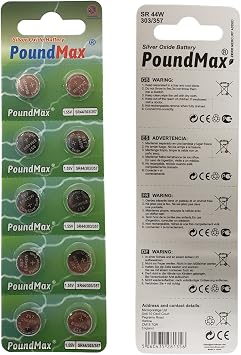 FiveSky PoundMax SR44 / 303/357 Batteries 1.55v Silver Oxide Battery - 10 Count