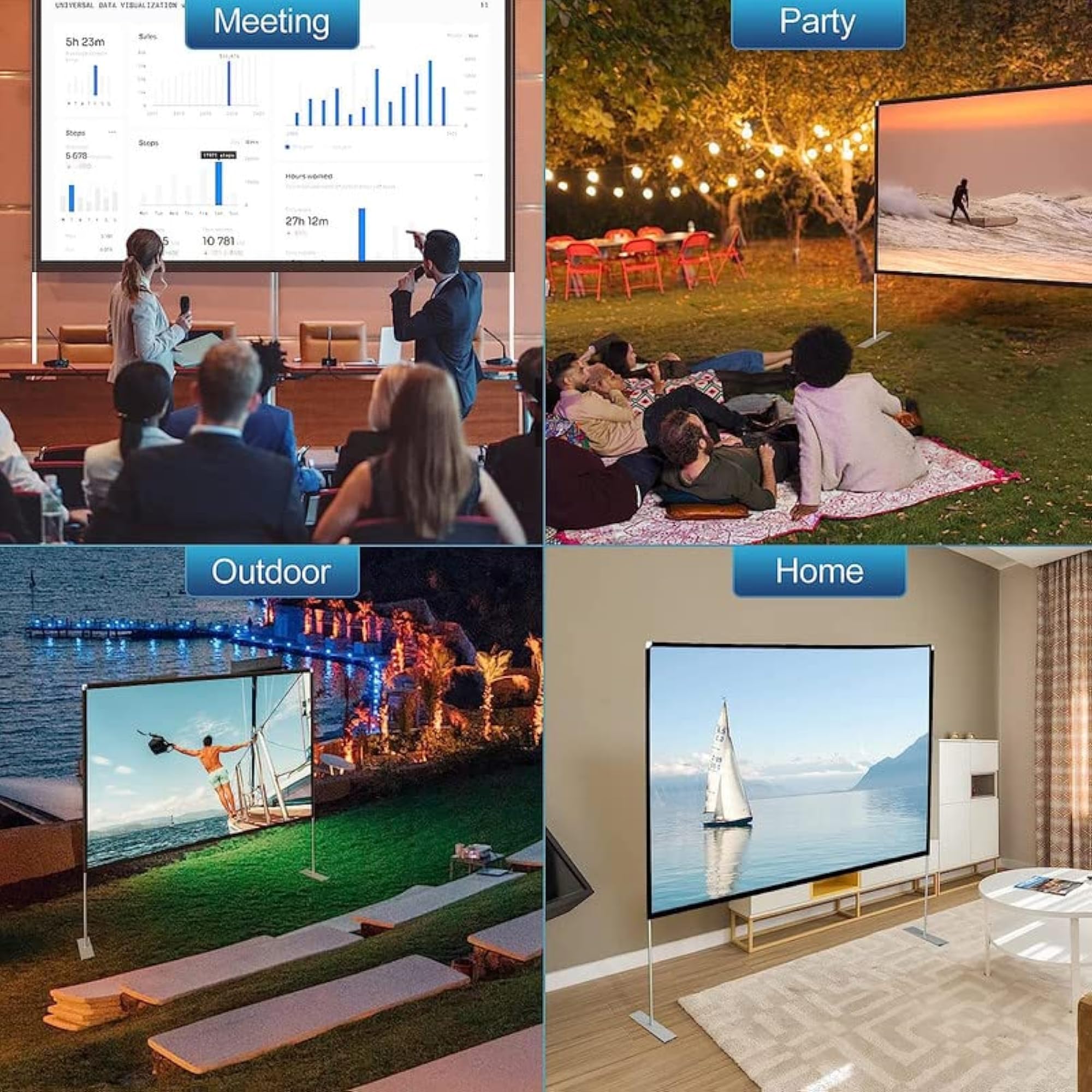 Eyelet Projector Screen, 60 Inch Diagonal
