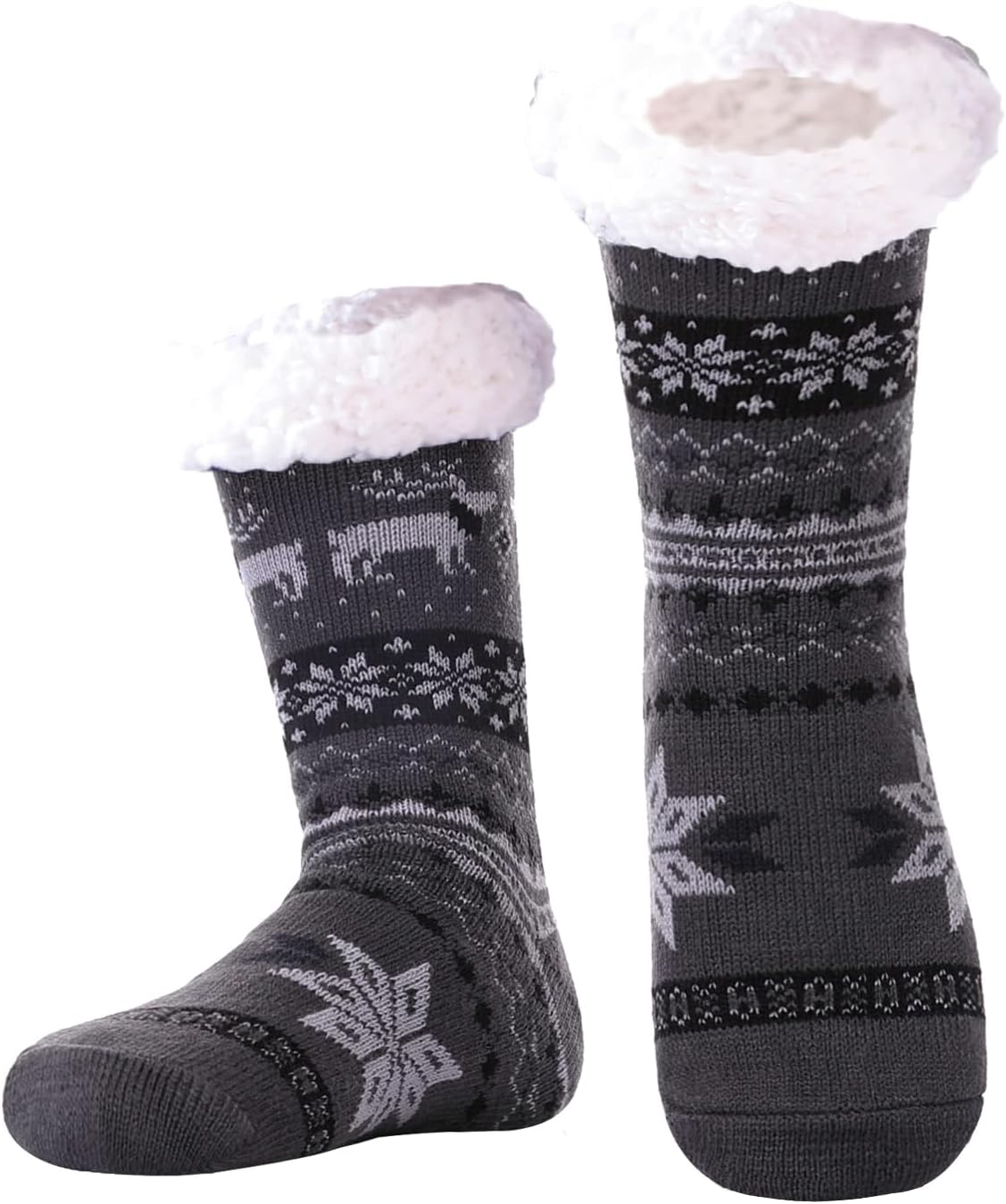 Wollsocken voor heren, zacht, comfortabel, pluizig, met fleece voering, antislip kerstsokjes voor de winter, fietsgeschenken sokken, blauw, Bij