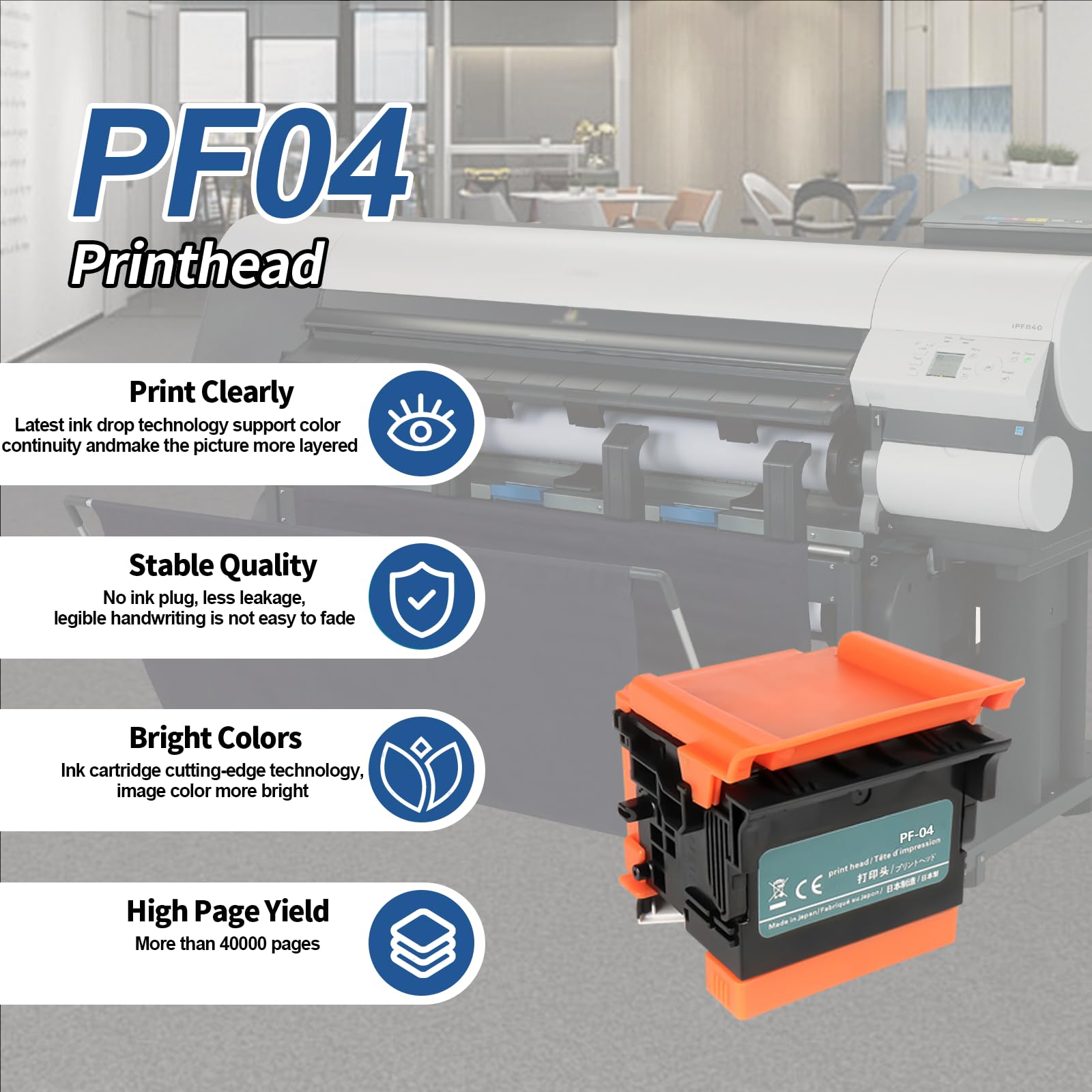 BZVQLO PF-04 Printhead Compatible with Canon iPF785 iPF670 iPF770