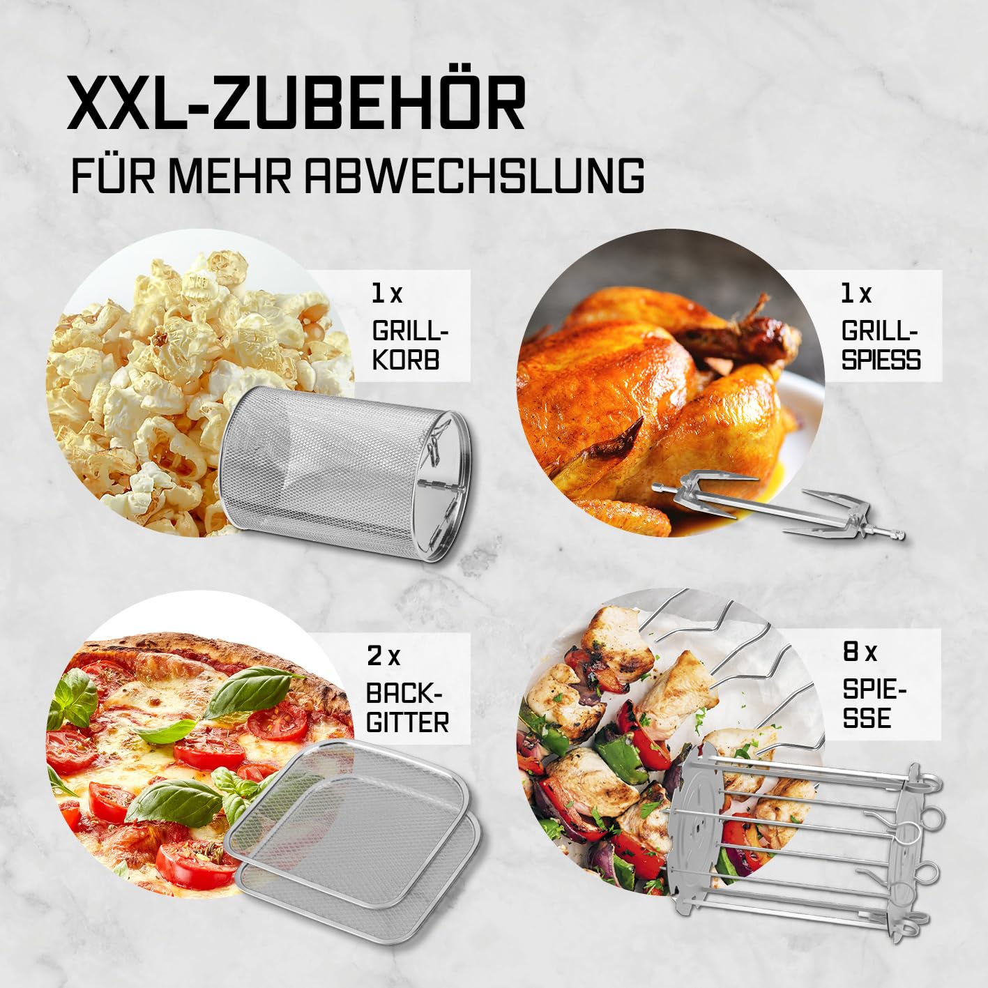 GOURMETmaxx Heißluftfritteuse 12 L Airfryer | Fritteuse mit 9 Funktionen, Touchdisplay, Dreh- & Schaschlikspießen | 10 Programme inkl. Pizza | Minibackofen 1700 W – nahezu ohne Öl