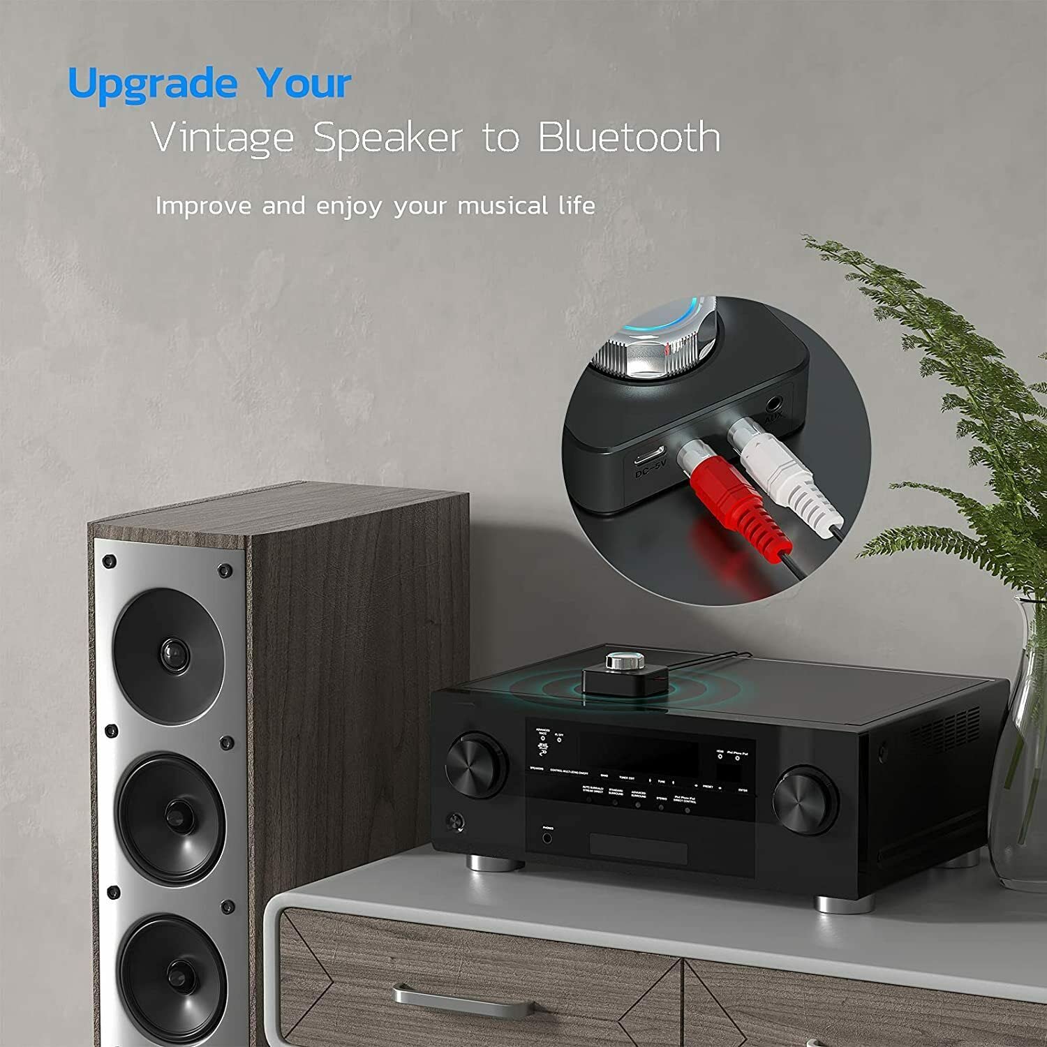 Récepteur Bluetooth USB 5.0 2,4 GHz sans fil 3,5 mm AUX vers adaptateur audio stéréo 2RCA