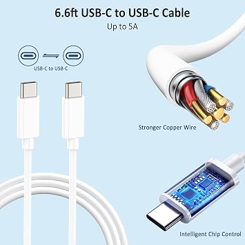 Mac Book 87W USB C Fast Charging Laptop Charger AC Adapter Replacement for 13 14 15-inch Mac Book Pro models introduced in 2016 or later,for MacBook Air After 2018, USB C to C Power Cord Supply