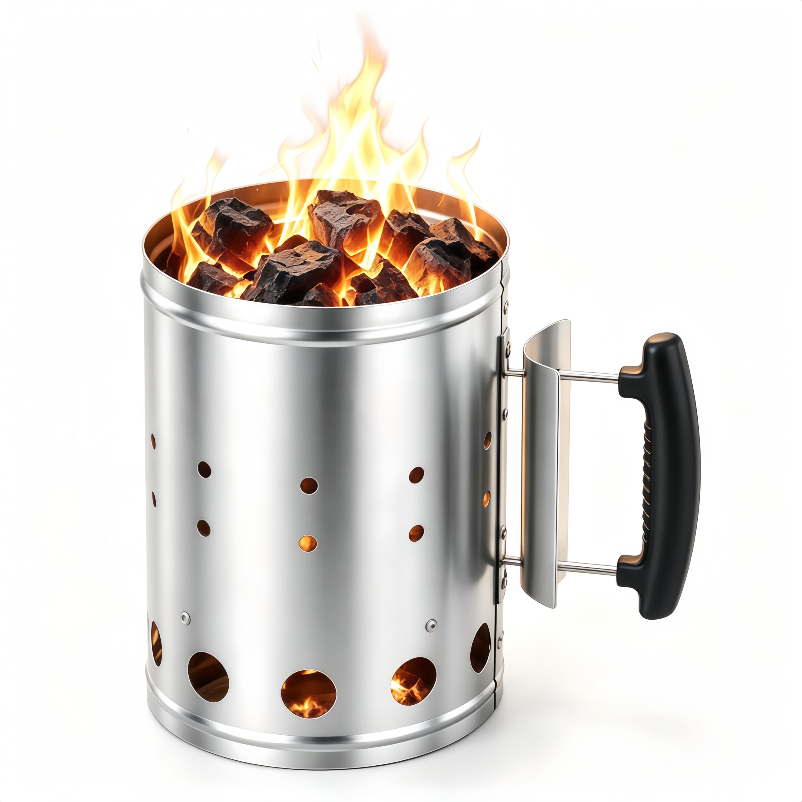 Charcoal Chimney Starter Heavy Duty BBQ Fire Starter Fast Light,27x16cm