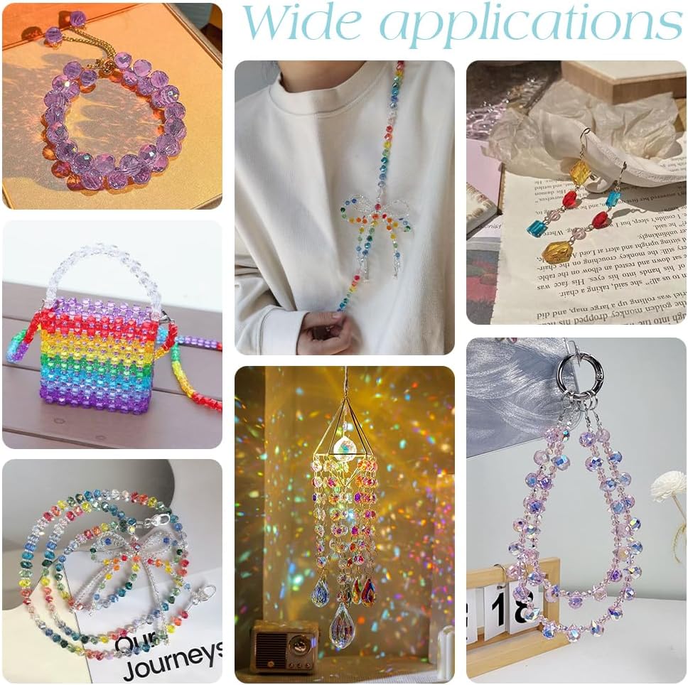 PH PandaHall 128pcs 16 Colors Faceted Beads, 8mm Column Crystal Beads Electroplate Glass Bead AB Color Craft Loose Spacer Bead for DIY Jewelry Bracelet Necklace Earring Making Crafting - Image 5