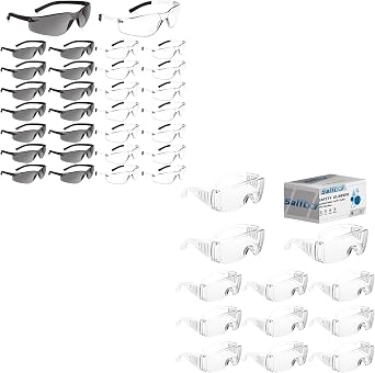 Salfboy Safety Glasses Over Eyeglasses with Anti-Fog and Scratch Resistant ANSI Z87 Safety Goggles Over Glasses & Safety Glasses ANSI Z87.1 Scratch Resistant Glasses for Women Man