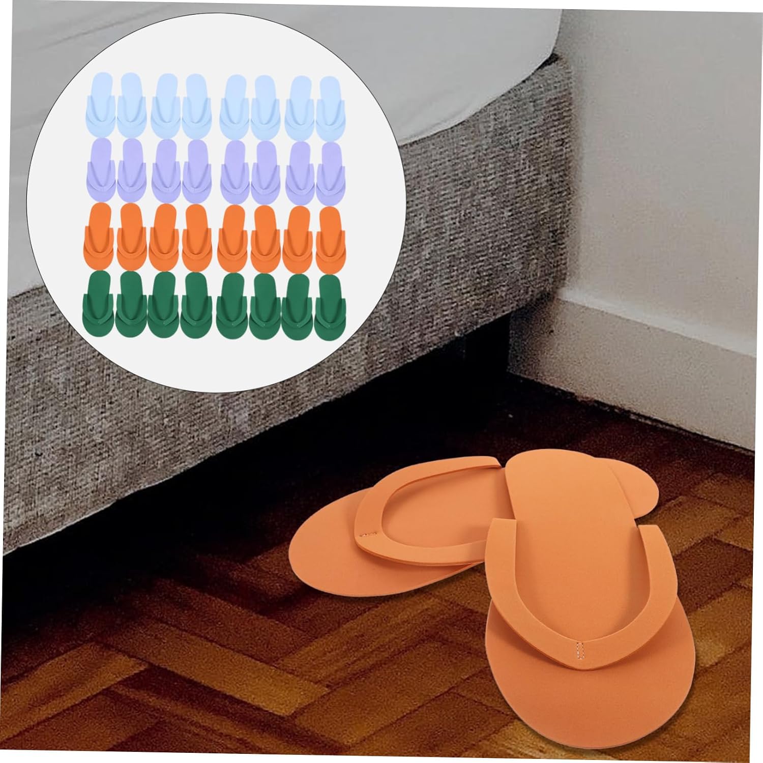 BESTonZON 24pairs Disposable Pedicure Slippers Eva Foam for Women Men Lightweight Skid-resistant Salon Flip-flops Beach Party Slippers