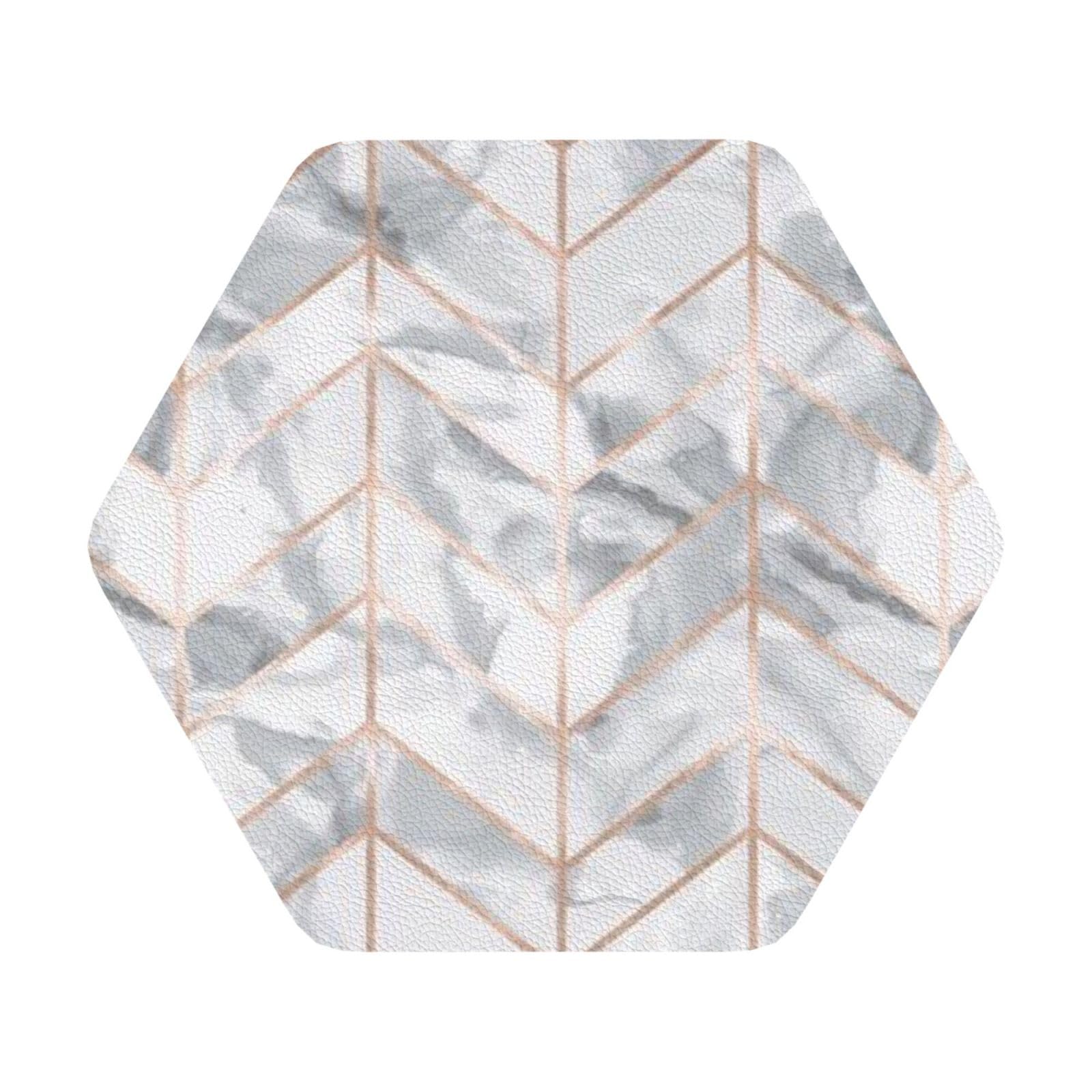 rose gold marble design background PU Leather Coasters Set of 6 Hexagon Drink Coasters