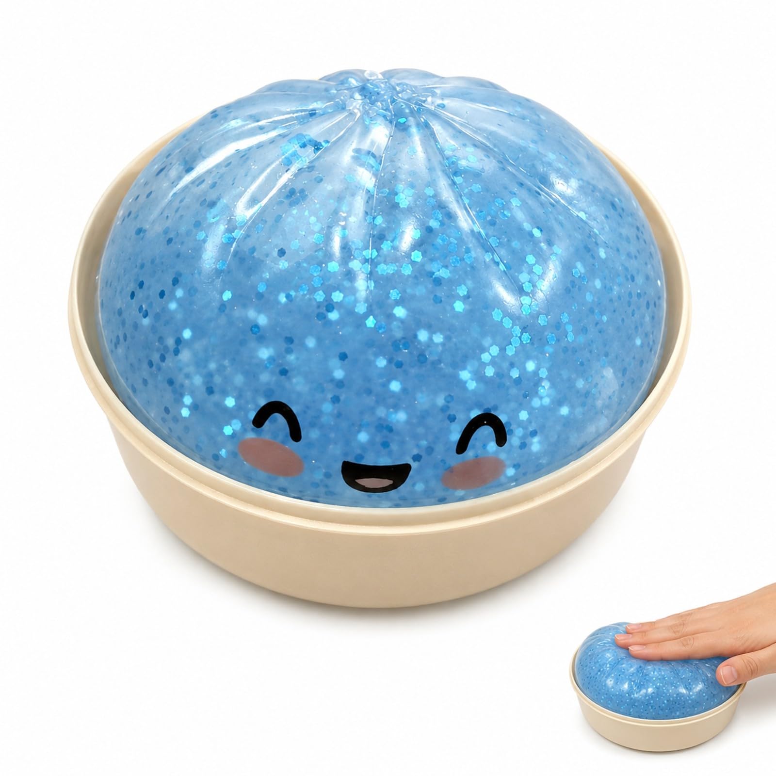 LVJMJ Bunny Squishy Fidget Toy - Cute Smiling Face Stress Relief Toy - Soft Silicone Anxiety Relief Desk Toy - Glitter Pearl Sensory Toy for Adults Kids — image 1