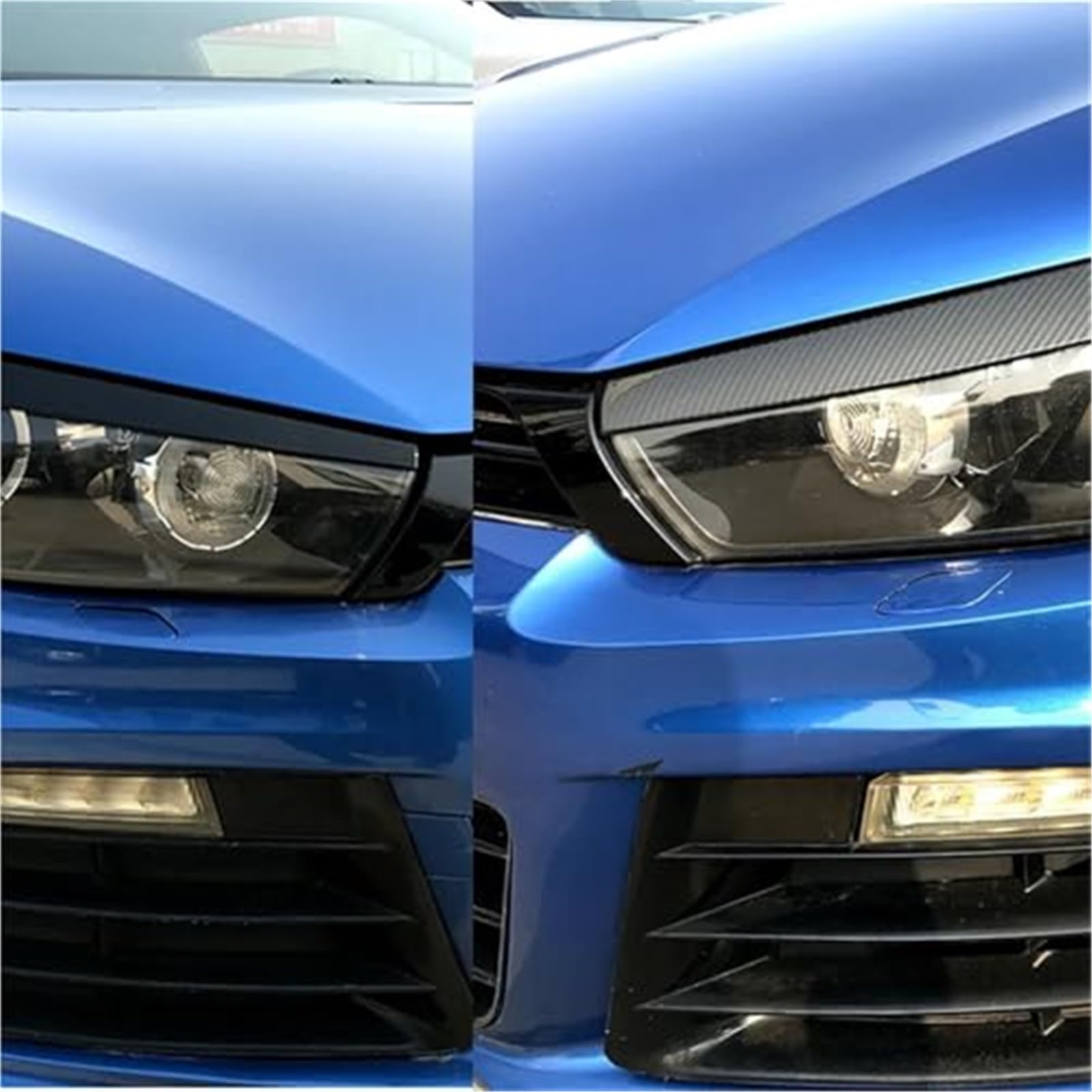 Calcomanías para faros de automóviles, BTFWM Pegatinas for cejas de faros delanteros de coche, for VW, for Scirocco, R, for GTS 2008-2012 2013 2014 2015 2016 2017(BLACK Glossy Black)