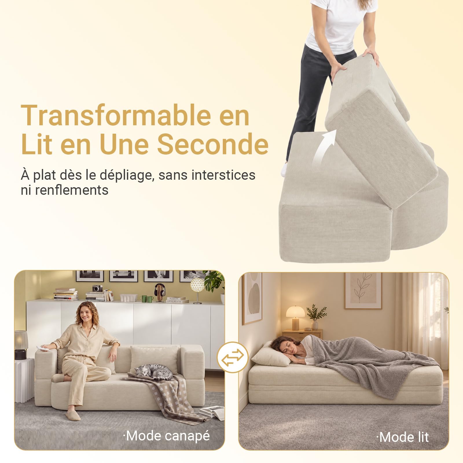 SoBuy Canapé lit Convertible canape 2 Places avec 2 Coussins