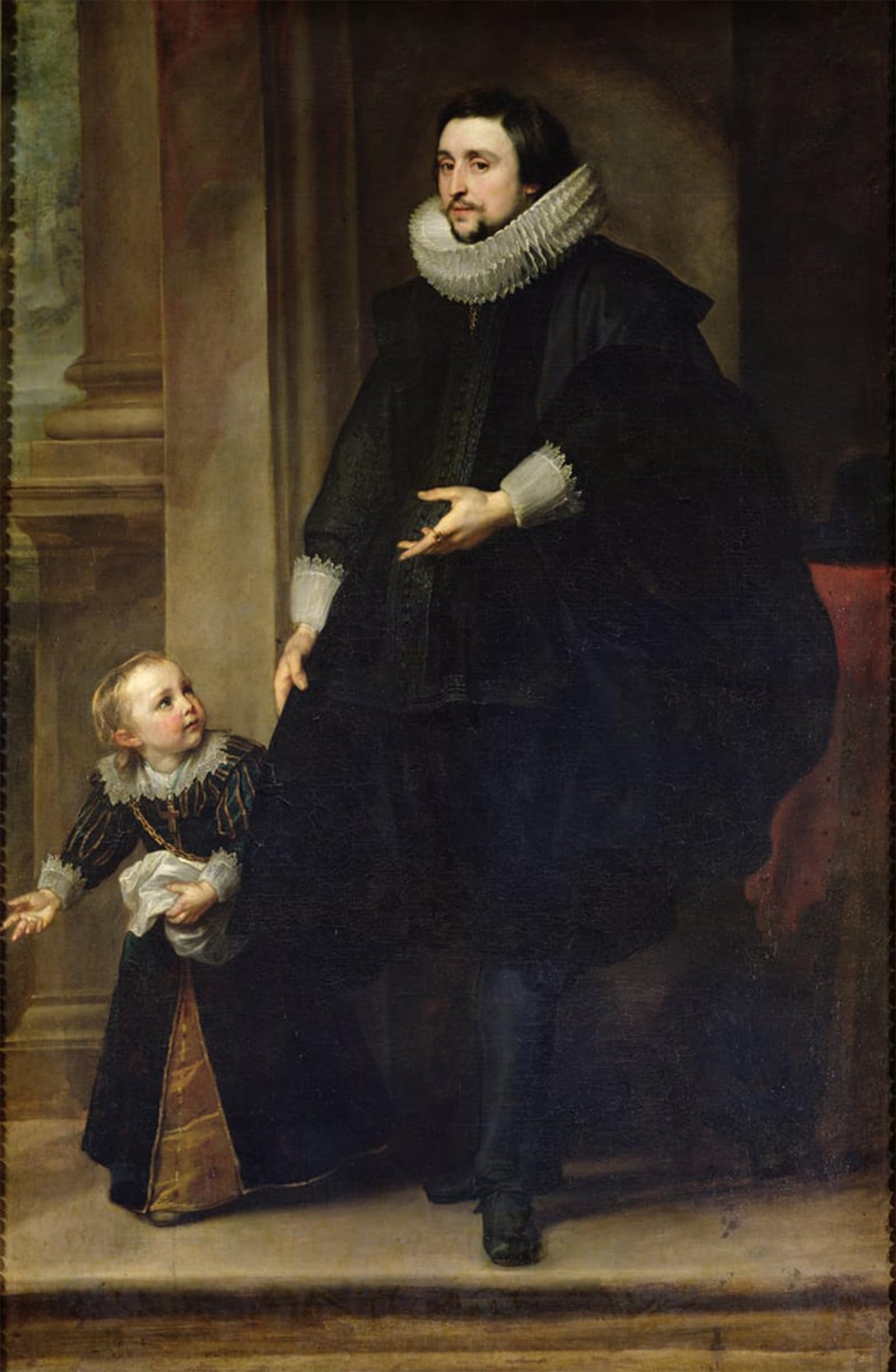 SERENDIPITP Retro Picture Poster Wall Art Pictures Painting Portrait of a Nobleman and His Child or Portrait of the Brother of Rubens by Van Dyck Wall Art Canvas Print for Wall Decor 60x90cm