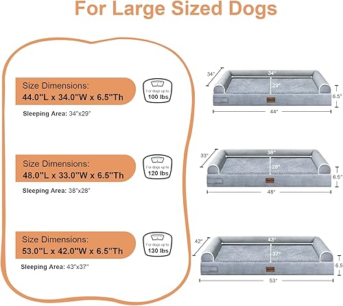 Miniatura 6 de Cama grande para perros ortopédica lavable: camas con almohada XL para perros grandes, sofá de espuma viscoelástica, impermeable, funda extraíble
