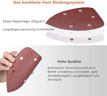 50 pcs Mouse Detail Sander Sandpaper,Sanding Paper Hook and Loop Sander Sheets Assorted 40/60/80/120/240, 5 Holes, Ideal for Sanding Rust Removal