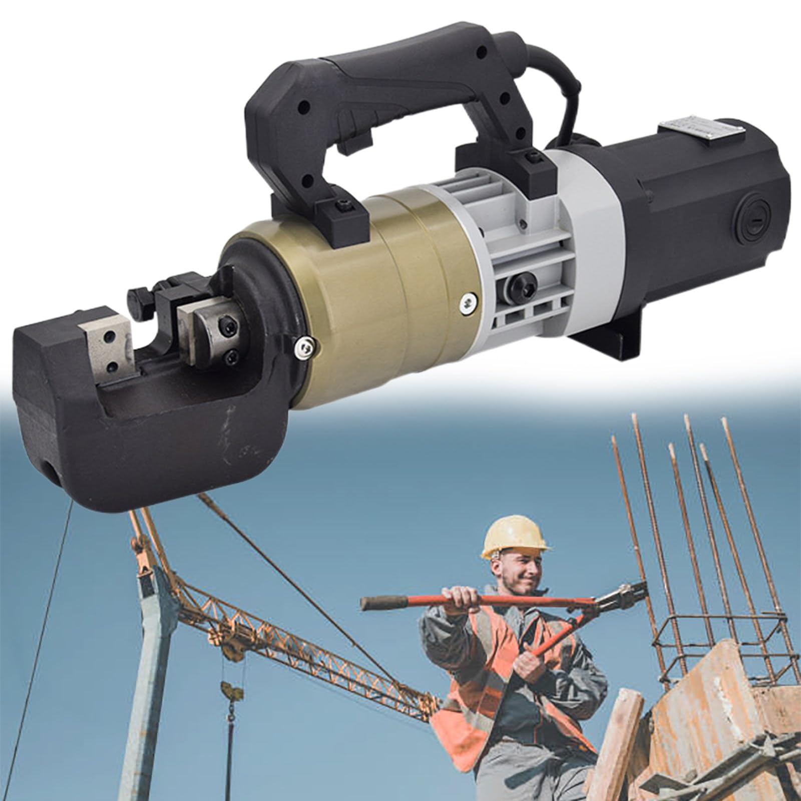 Elektryczny hydrauliczny obcinacz do prętów zbrojeniowych, przenośny nóż do prętów zbrojeniowych, prędkość cięcia 2-5 s, do naprawy podłóg domowych, z pomocniczym prostym (8 do 36 mm)