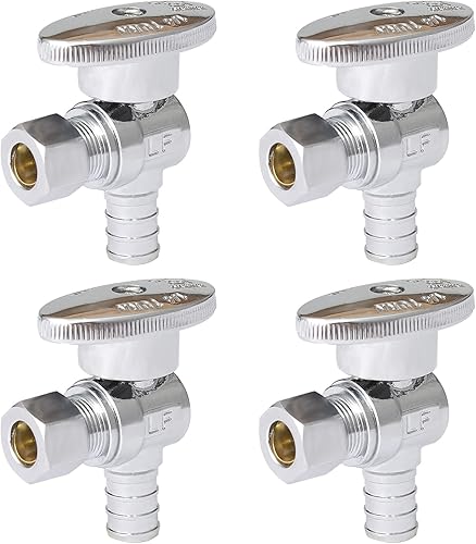 GUOFIS Válvula de parada angular, válvula de cierre de ángulo de compresión de 12 pulgada Pex X 38 pulgadas OD con encendidoapagado de 14 (paquete