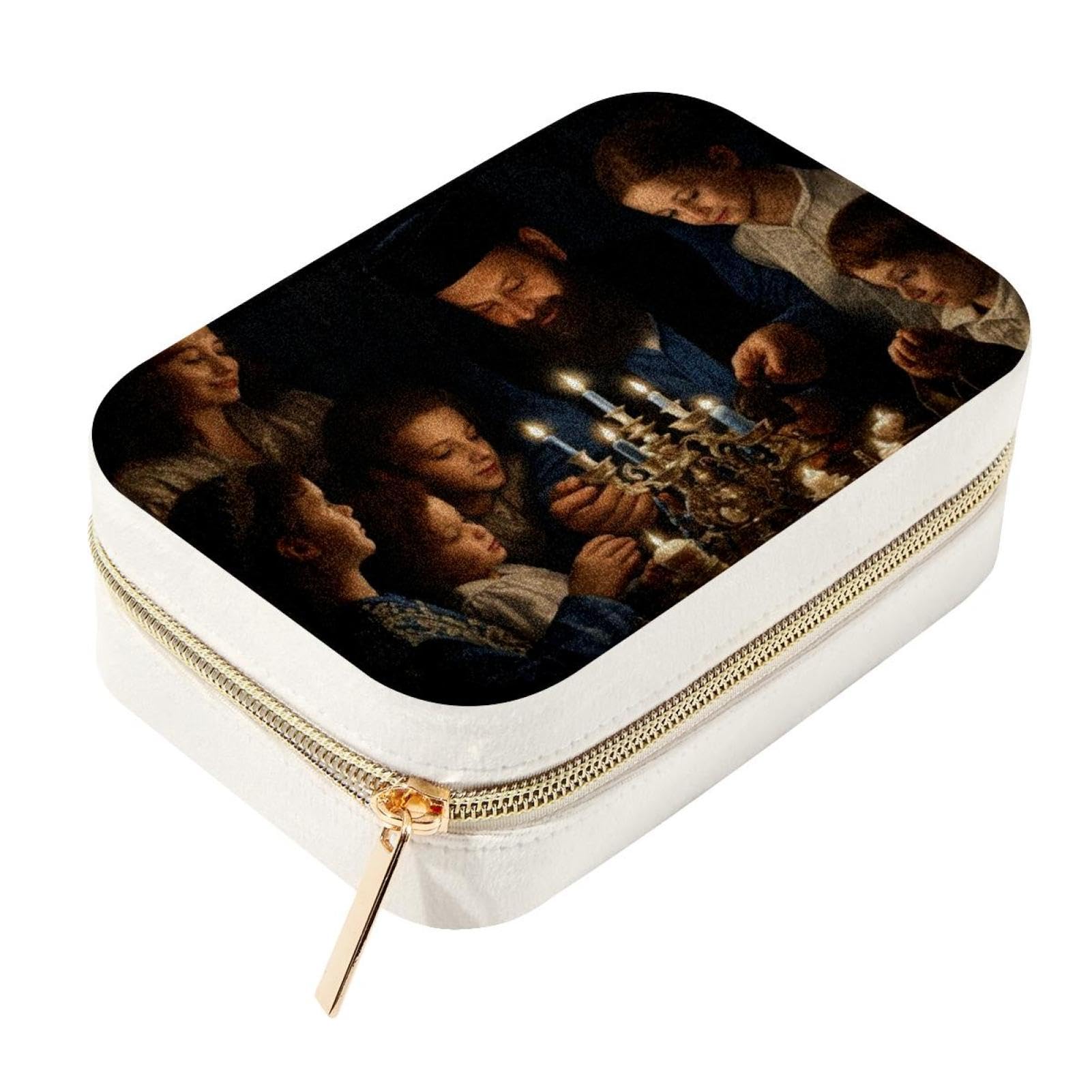 Boîte à bijoux de voyage en velours Hanukkah pour vos colliers et bagues en déplacement