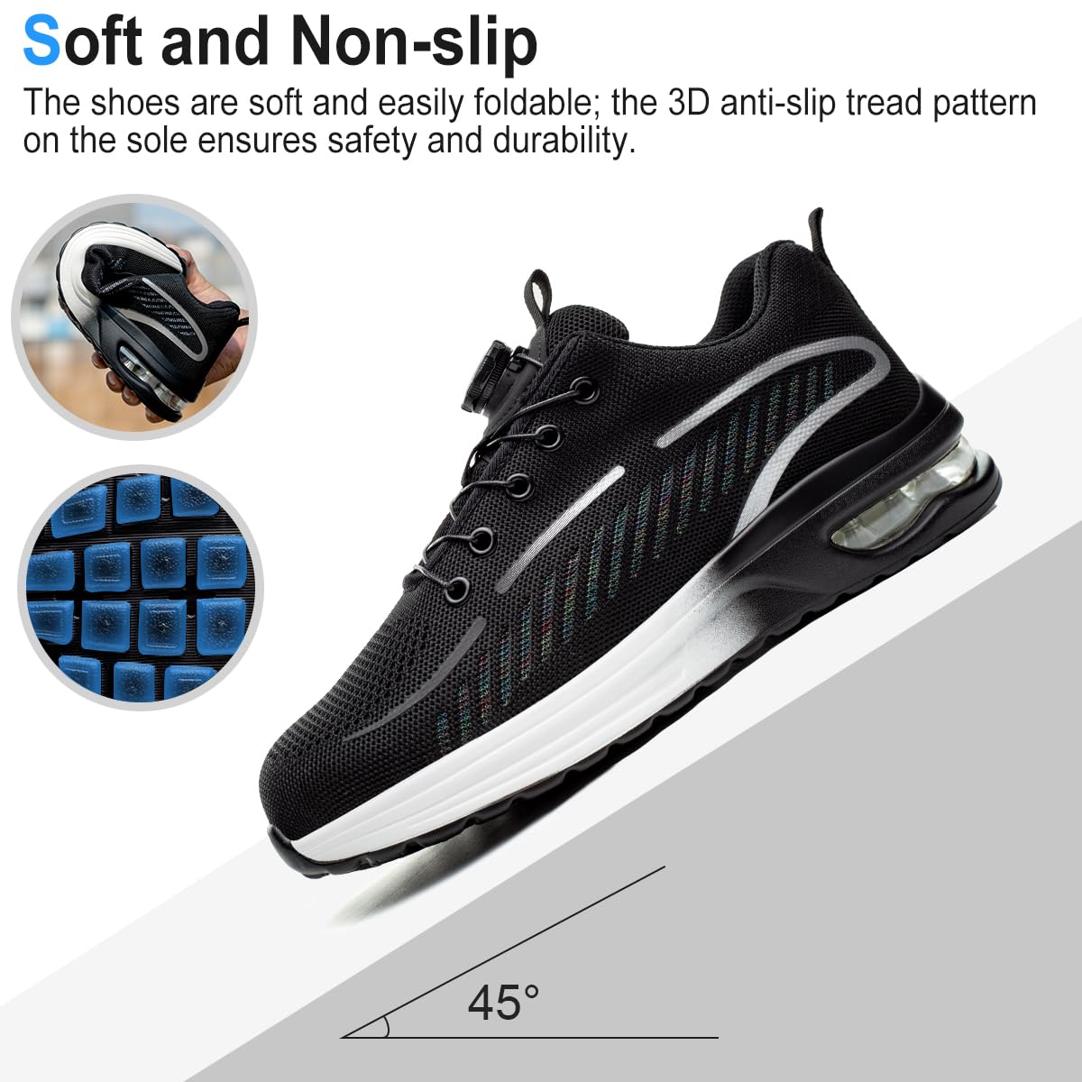 YEKOYIOO Scarpe Antinfortunistiche Uomo Donna Scarpe da Lavoro Leggere Comode Scarpe da Costruzione Antiscivolo Traspiranti Sneakers con Punta in Acciaio 38-46 EU