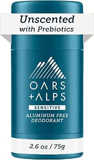 Oars + Alps Aluminum Free Deodorant for Men and Women, Dermatologist Tested and for Sensitive Skin, Travel Size, Unscented, 1 Pack, 2.6 Oz