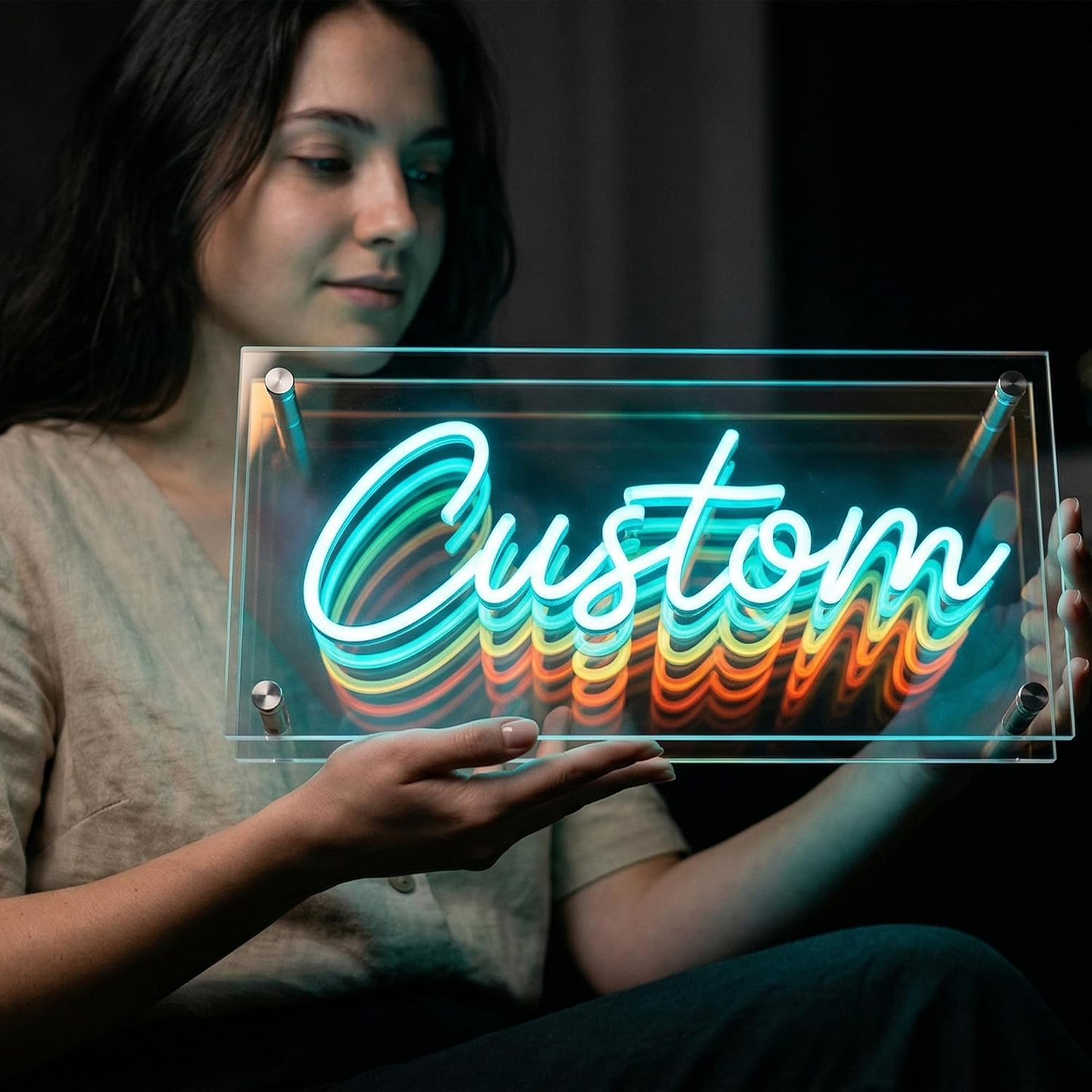 Neon Sign, Double-Layer Floating Custom Neon Sign with 3D Glow, Personalized LED Name Light Sign for Wedding, Business Logo, and Bedroom Wall Decor