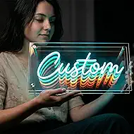 Custom Neon Sign with Double Layer Acrylic – Dimmable Iridescent Personalized Name LED Sign, 3D Soft Glow Light for Bedroom Decor, Wedding, Birthday, Gaming Room, Party, Gift