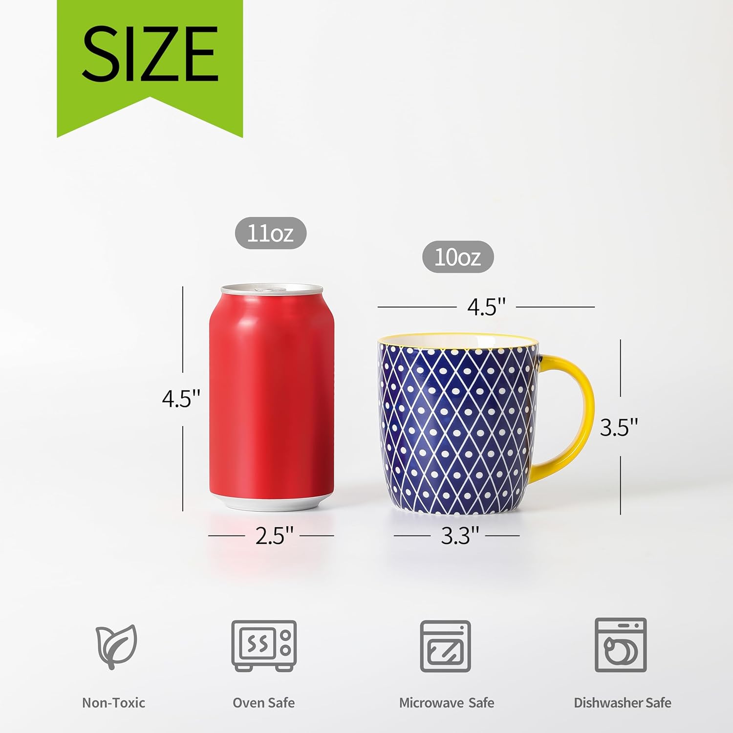 Selamica 10 oz Coffee Mugs Set of 6 with Handle, Coffee Cups Ceramic for Cappuccino Latte Cocoa Milk Tea, Dishwasher Microwave Safe, Assorted Colors - Image 2