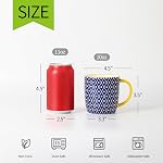 Selamica 10 oz Tasses à café Ensemble de 6 avec poignée, tasses à café céramique pour Cappuccino Latte Cocoa Milk Tea, Lave-vaisselle Micro-ondes Coffre-fort, Bleu Vintage