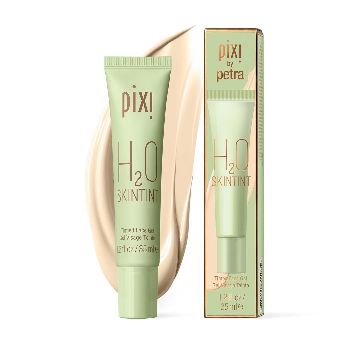 Pixi H2O SkinTint | Tinted Face Gel Moisturizer | Lightweight Hydrating Coverage with Hyaluronic Acid | Evens Skin Tone & Reduces Redness | Oil-Free Dewy Finish | Cream | 1.2 fl oz