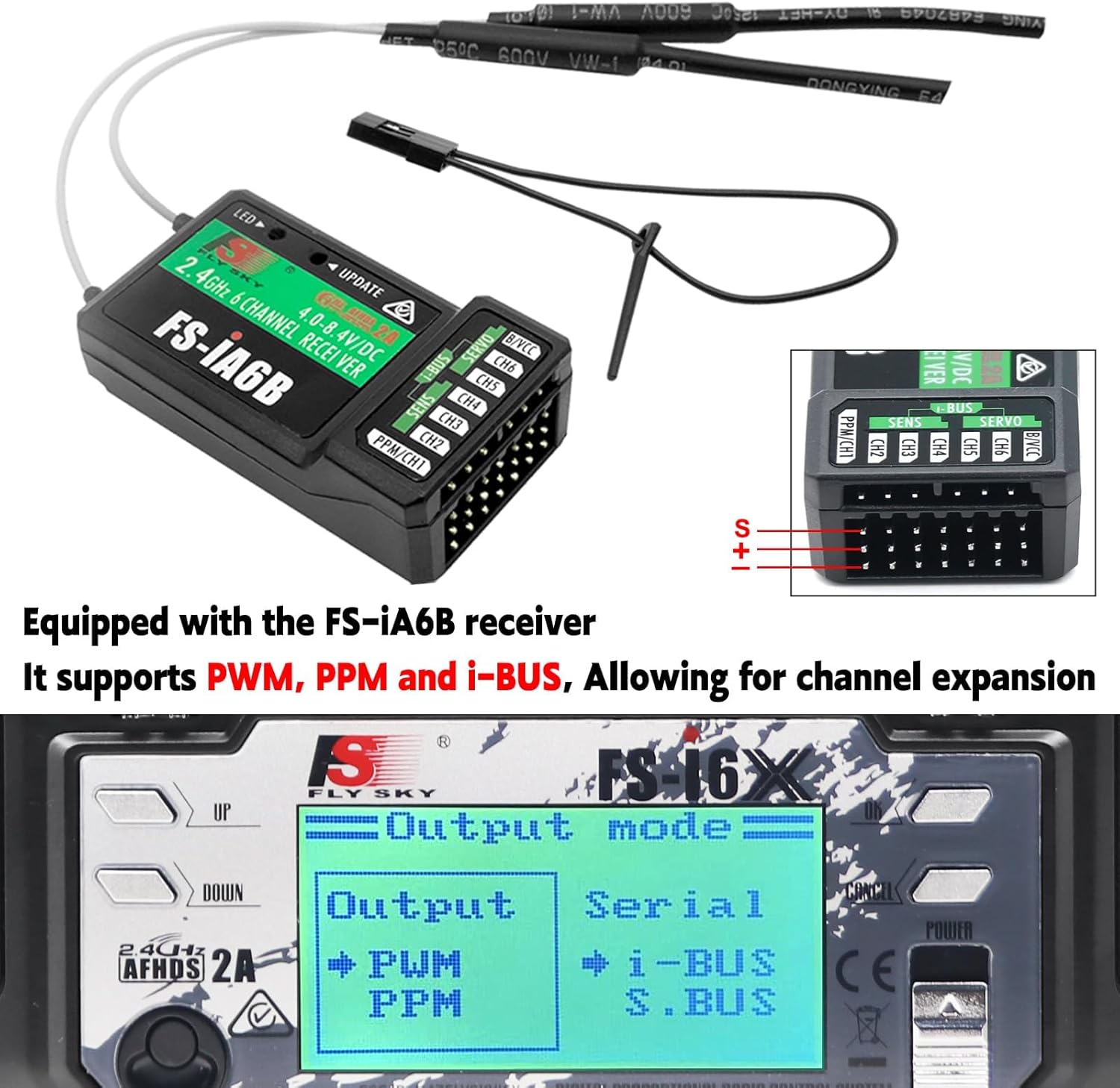Flysky FS-i6X 6CH 2.4GHz RC Radio Transmitter Controller with iA6B Receiver for FPV Drone RC Helicopter Quadcopter Car Boat
