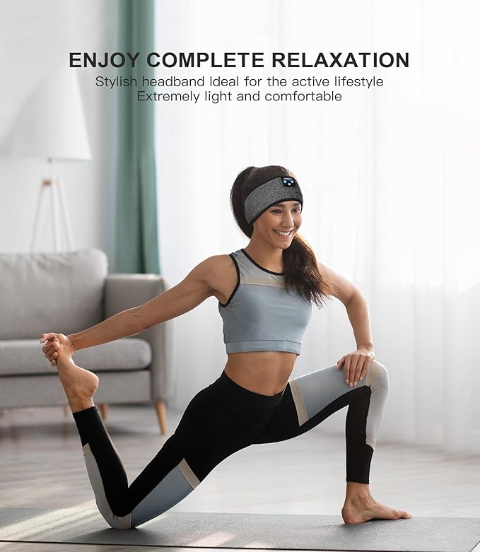 Voerou Sleep Headphones Bluetooth Headband This soft headband with an internal wireless sleep headset enables hands-free music enjoyment and keeps messy hair and sweat at bay.