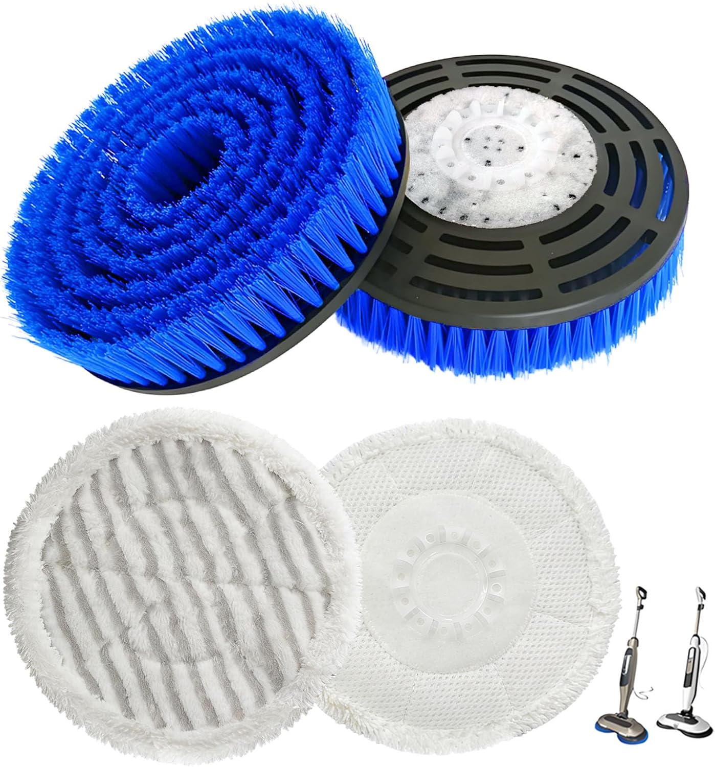 4 Pack Upgraded Steam Mop Replacement Brush Heads for Shark Steam Mop Pads - Deep Cleaning & Scratch-Free for Hardwood & Tile Floors - Compatible with S7000, S7001, S8201, S7201, S8001 Series