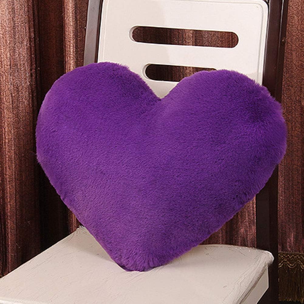 vctops Heart Shaped Love Throw Pillow with Insert Soft Faux Rabbit Fur Cushion for Kids' Friends/Children/Girl/Valentine's Day (16"x20",Purple)