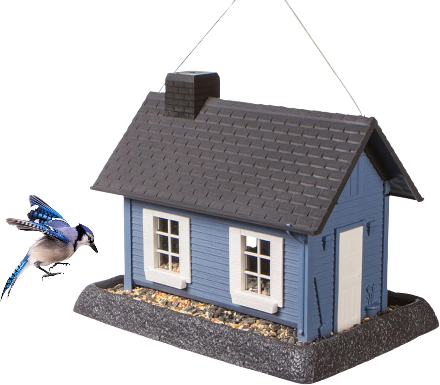 North States Blue Cottage Birdfeeder