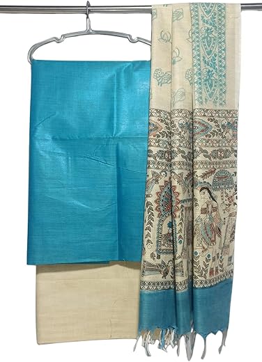 HAIDER ALI AND SONS Women's Cotton Silk Handcrafted Unstitched Salwar Suit Dress Material with Printed Dupatta