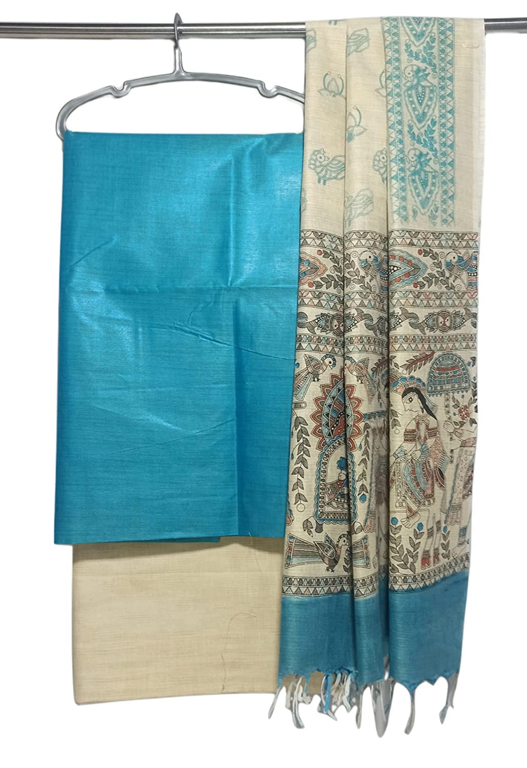 Women's Cotton Silk Handcrafted Unstitched Salwar Suit Dress Material with Printed Dupatta