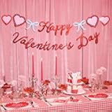 xo, Fetti Happy Valentines Day Accordion Banner | Glitter Hanging Banner, Red Heart Vday Decor, Vintage Party Backdrop, Galentines