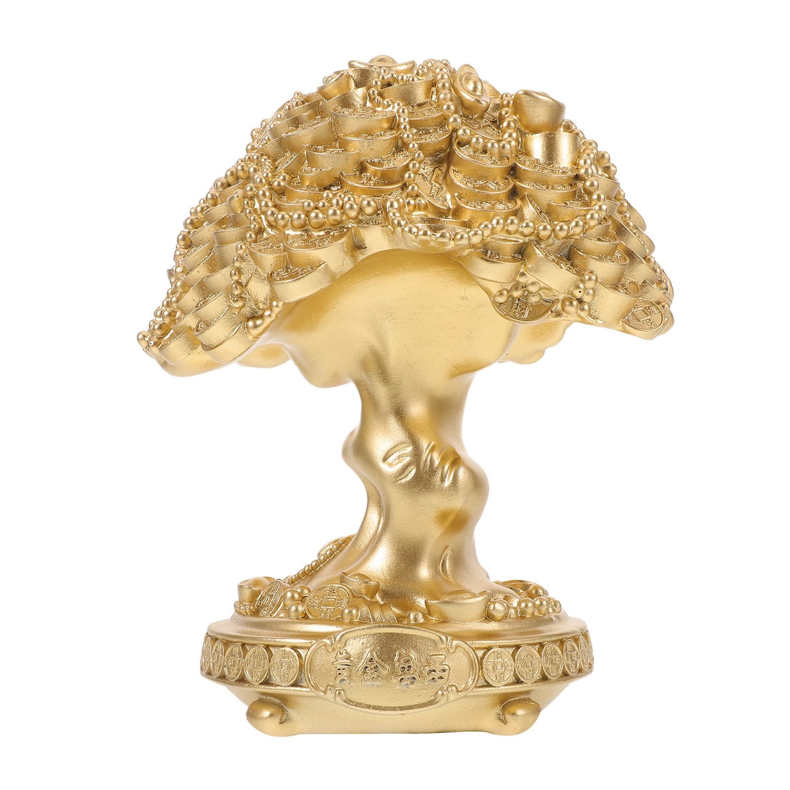 VANZACK Dekorative Feng Shui Geldbaum Statue aus Kunstharz, goldenes Baumornament für Tisch und Schrank, geeignet für Familie und Freunde als Symbol für Reichtum und Glück