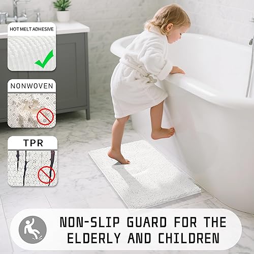 Miniatura 5 de Yimobra Chenille Bathroom Rug, 24x17, Extra Soft Absorbent Bath Rugs, Non-Slip, Bath Mats for Bathroom Floor, Water Absorbent, Machine Washable,