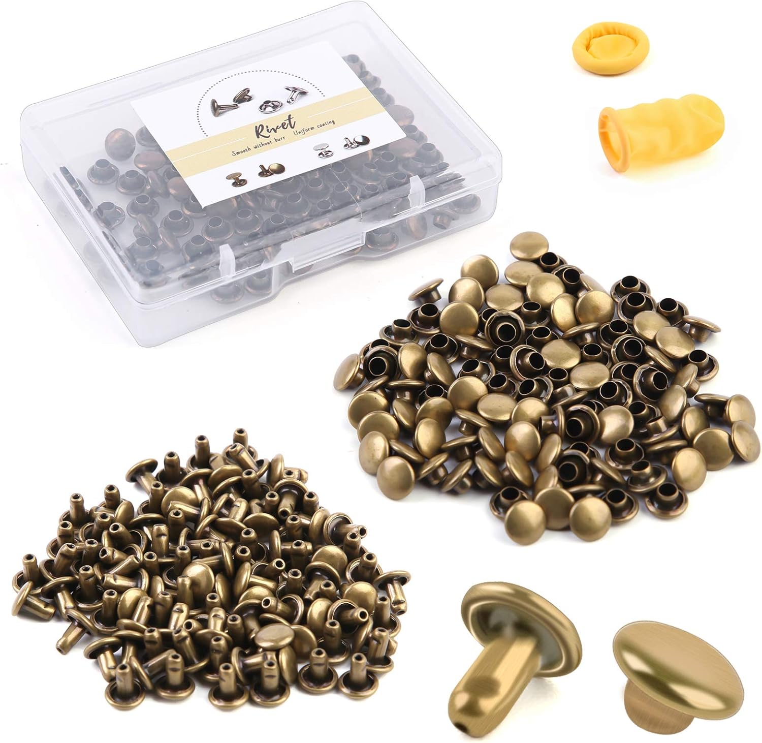 Amazon.com: 100 Sets Double Cap Rivets Leather Rivet Tubular Metal ...