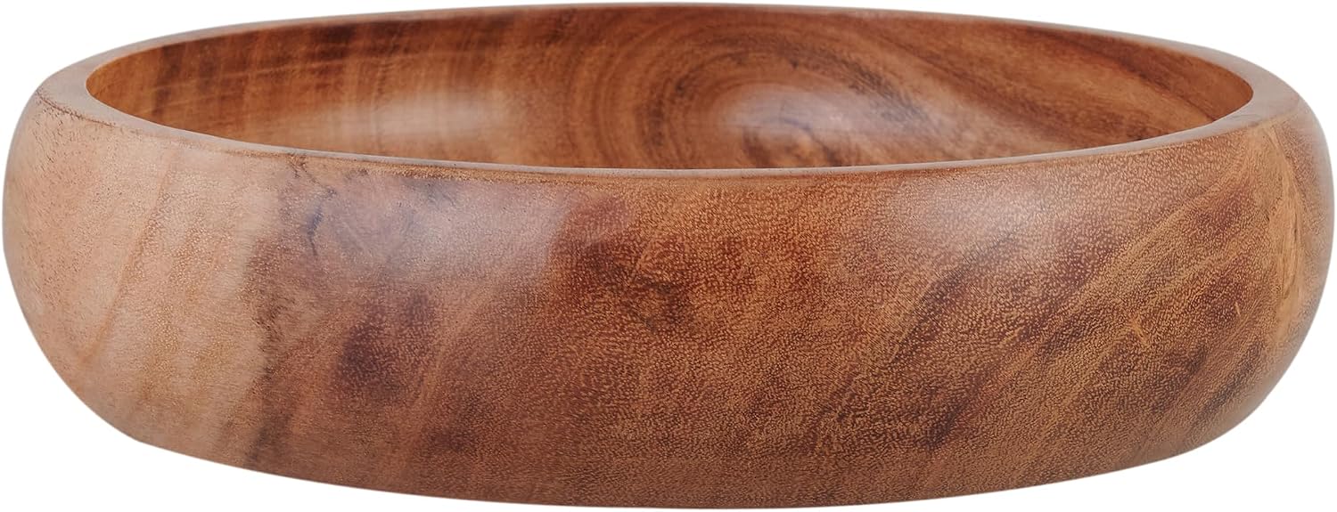 Acacia Wood Salad Bowl Set of 2 – Handcrafted Serving Bowls, Natural Grain Finish, Durable Kitchenware for Fruits, Snacks, Pasta, Dining & Entertaining 8 x 2
