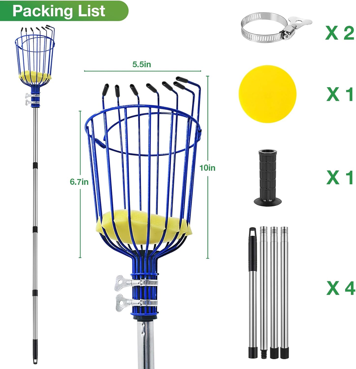 RAIN SPIRIT Fruit Picker Pole tool with Basket 6FT extension image 2