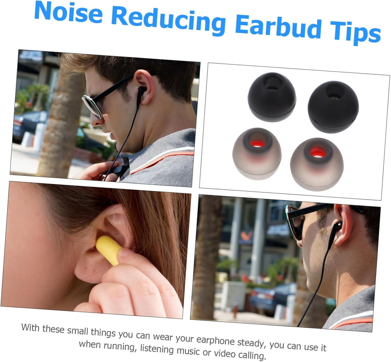 KICHOUSE 36pcs Silicone Earbuds Caps Multiple Replacement Earphone Tips for Noise Reduction Comfortable Fit Accessories for All Earbud Models