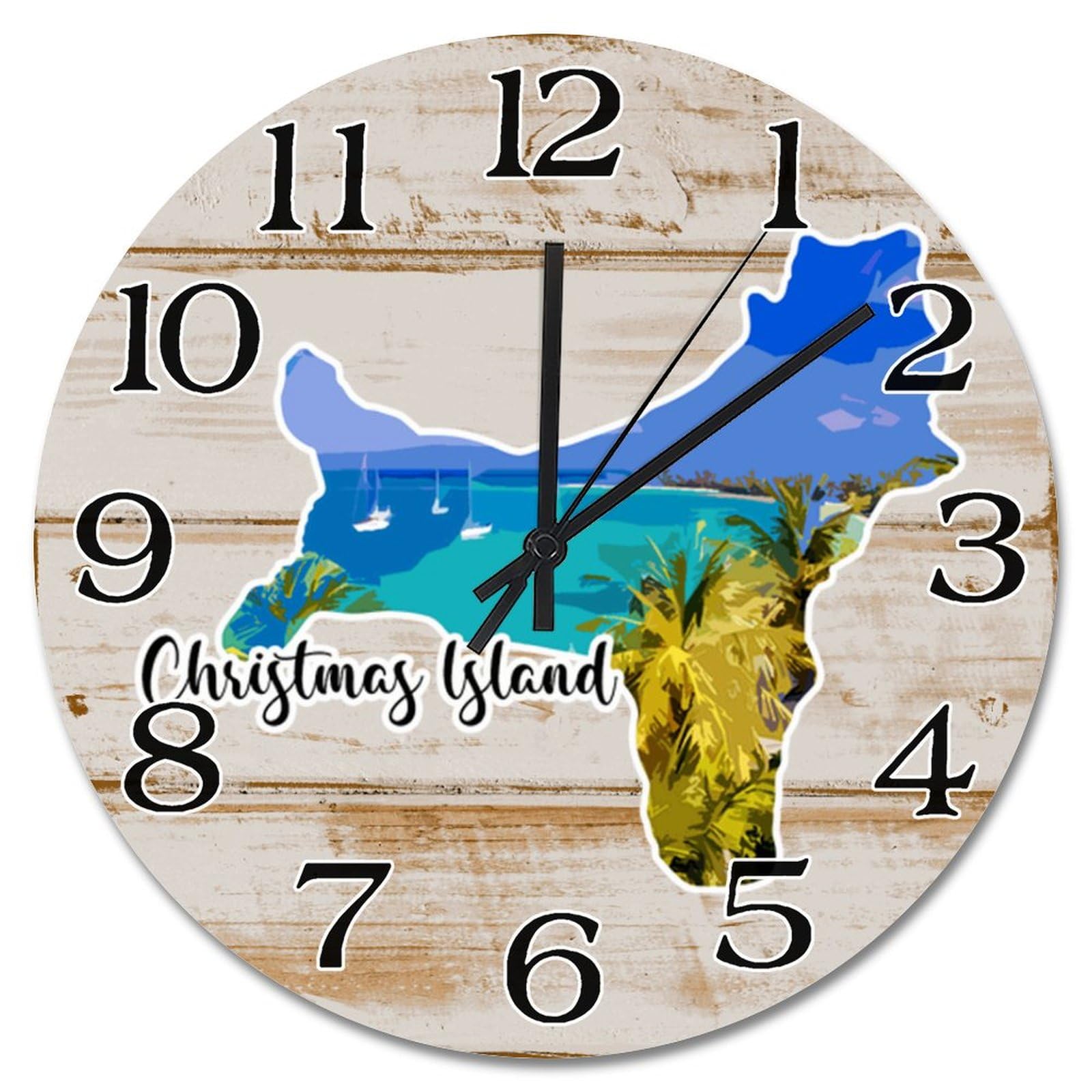 Horloge murale de voyage Islande bois rustique chic artisanat 38cm