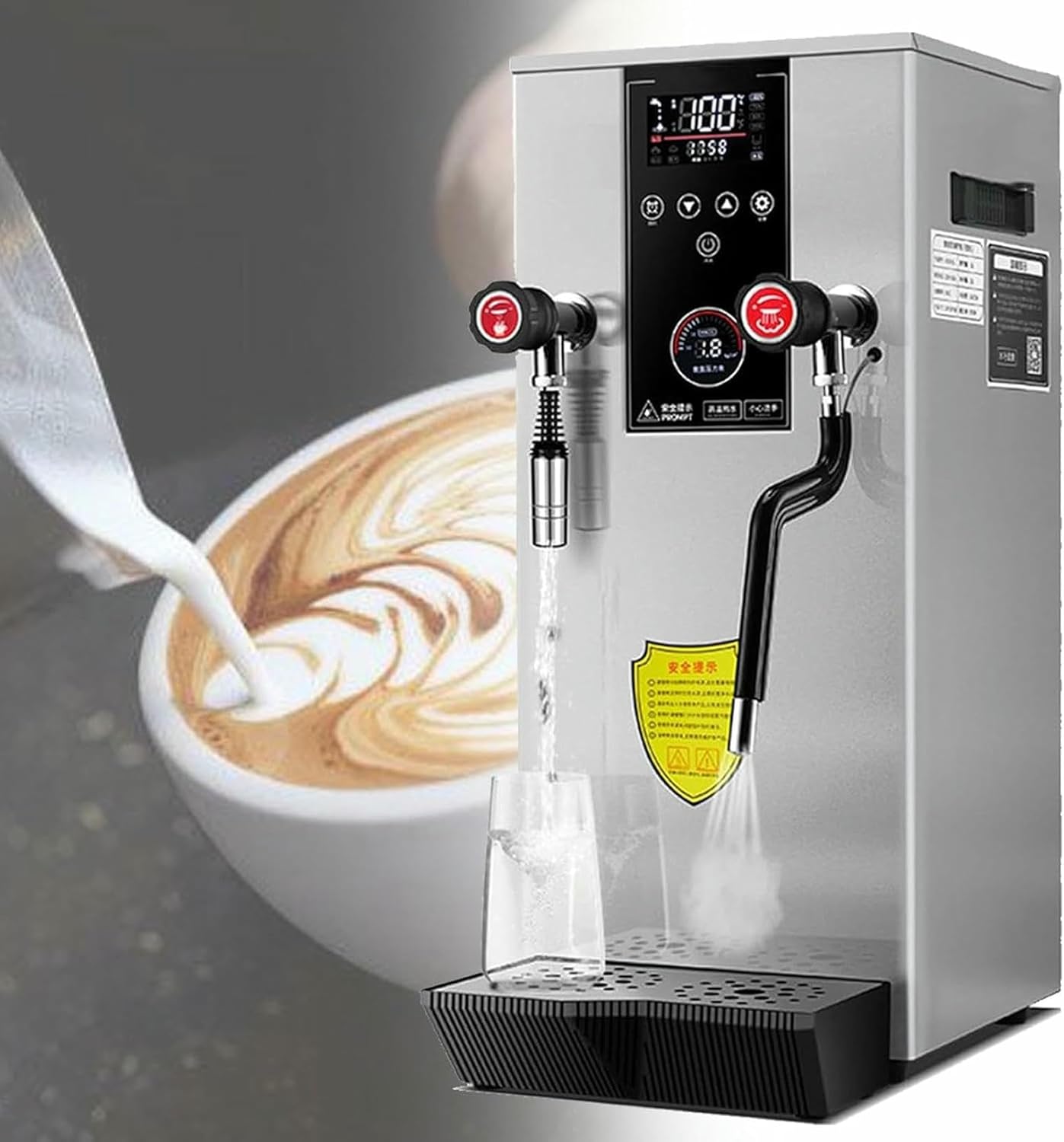 12L Commercial Milk Frother, Steam Milk Frothing Machine, Multi-Purpose Electric Milk Foam Maker, with LED Display