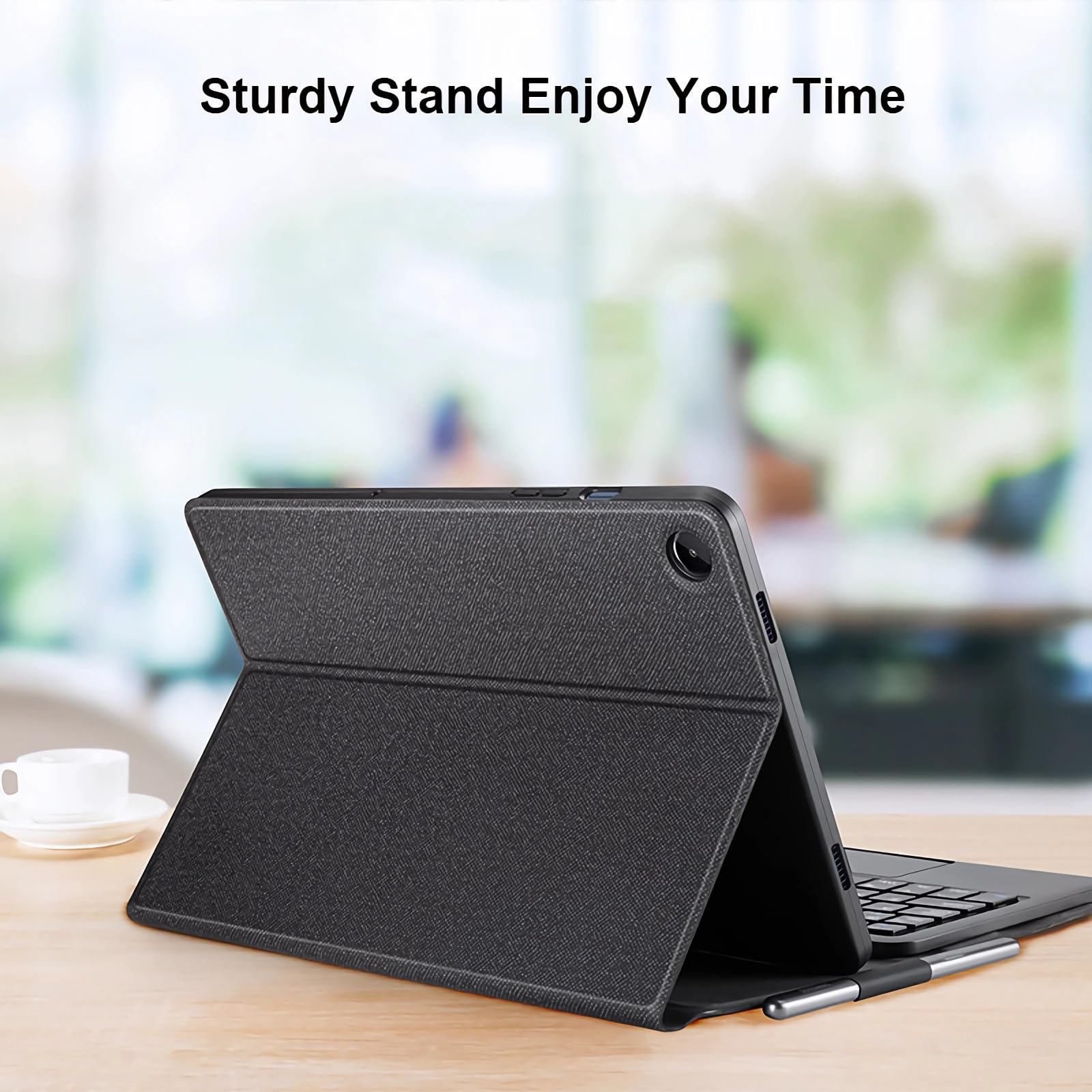 Etui z klawiaturą do Samsung Galaxy Tab A9 8,7 cala 2023 (SM-X110/SM-X115), Wbudowany Uchwyt Na Ołówek, Magnetyczna Odłączana Klawiatura Bezprzewodowa z Myszą Bluetooth