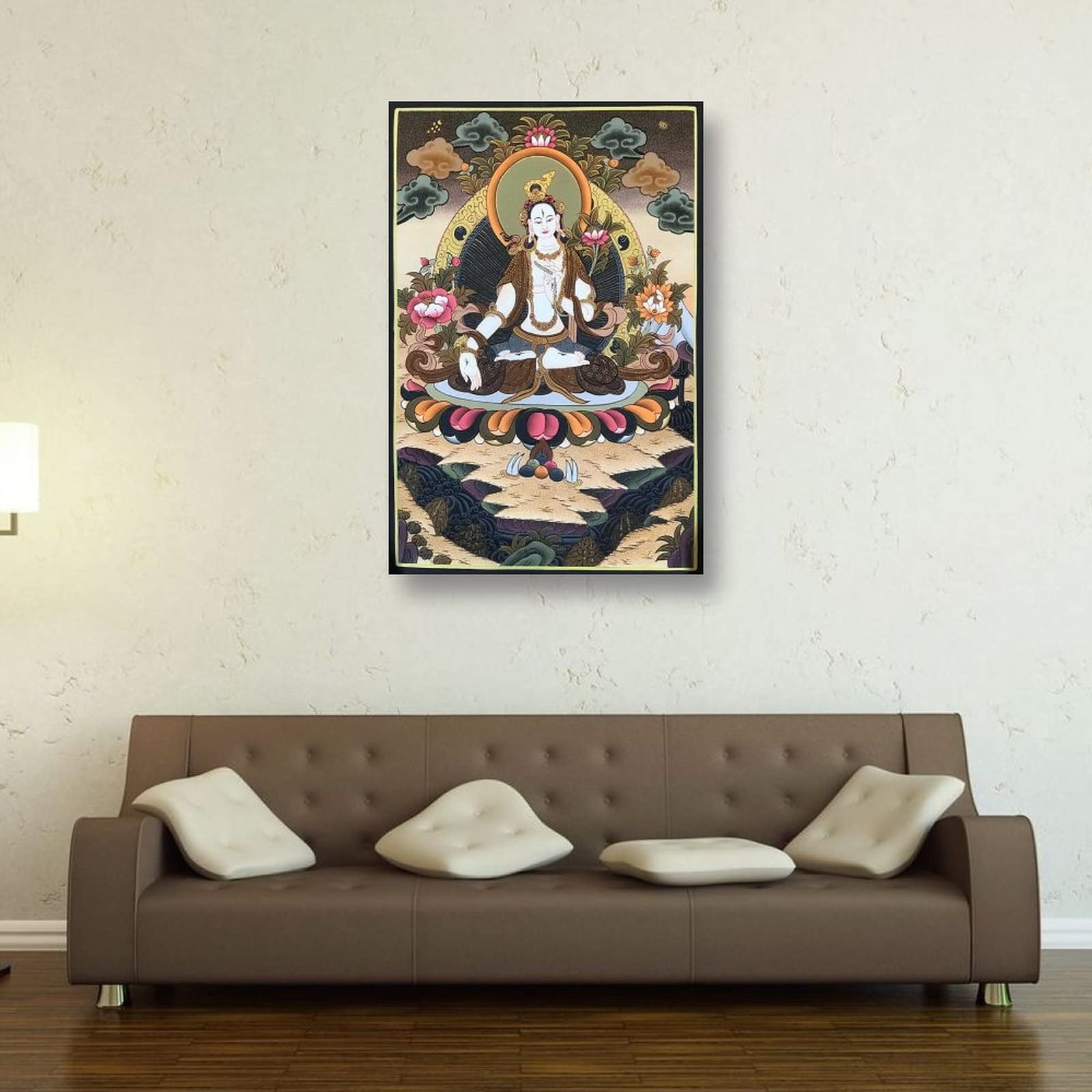 Poster su tela con scritta in inglese Tara Buddismo Religione Meditazione Buddha Bodhisattva - Stampa artistica da parete moderna per la casa, 40 x 60 cm