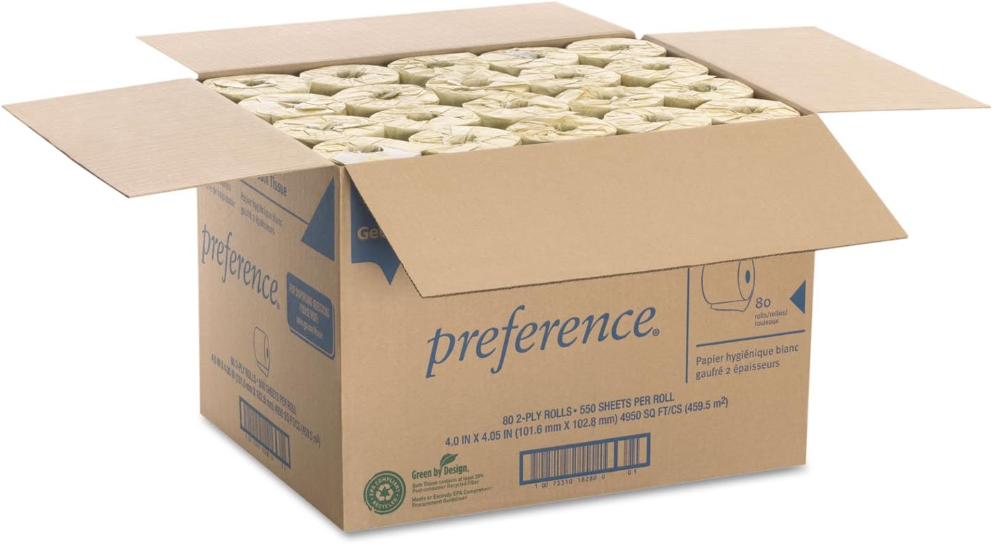 Preference 1828001 Bathroom Tissue, 2-Ply, Pref, 550 Sh/RL, 80RL/CT, White