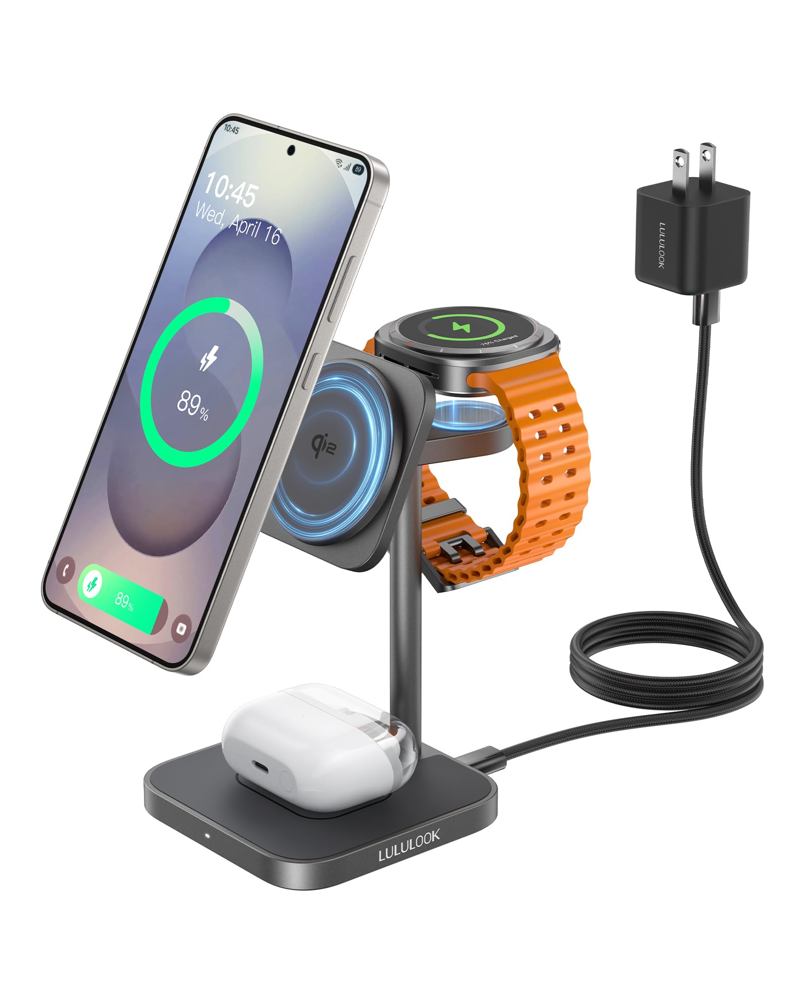 Amazon.co.jp: Qi2 3-in-1 ワイヤレス充電ステーション Samsung用 磁気