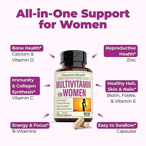 Miniatura 4 de Paquete multivitamínico y valeriana de melatonina de cúrcuma para mujer. Apoyo articular y comodidad para el cartílago, respuesta inmune saludable y