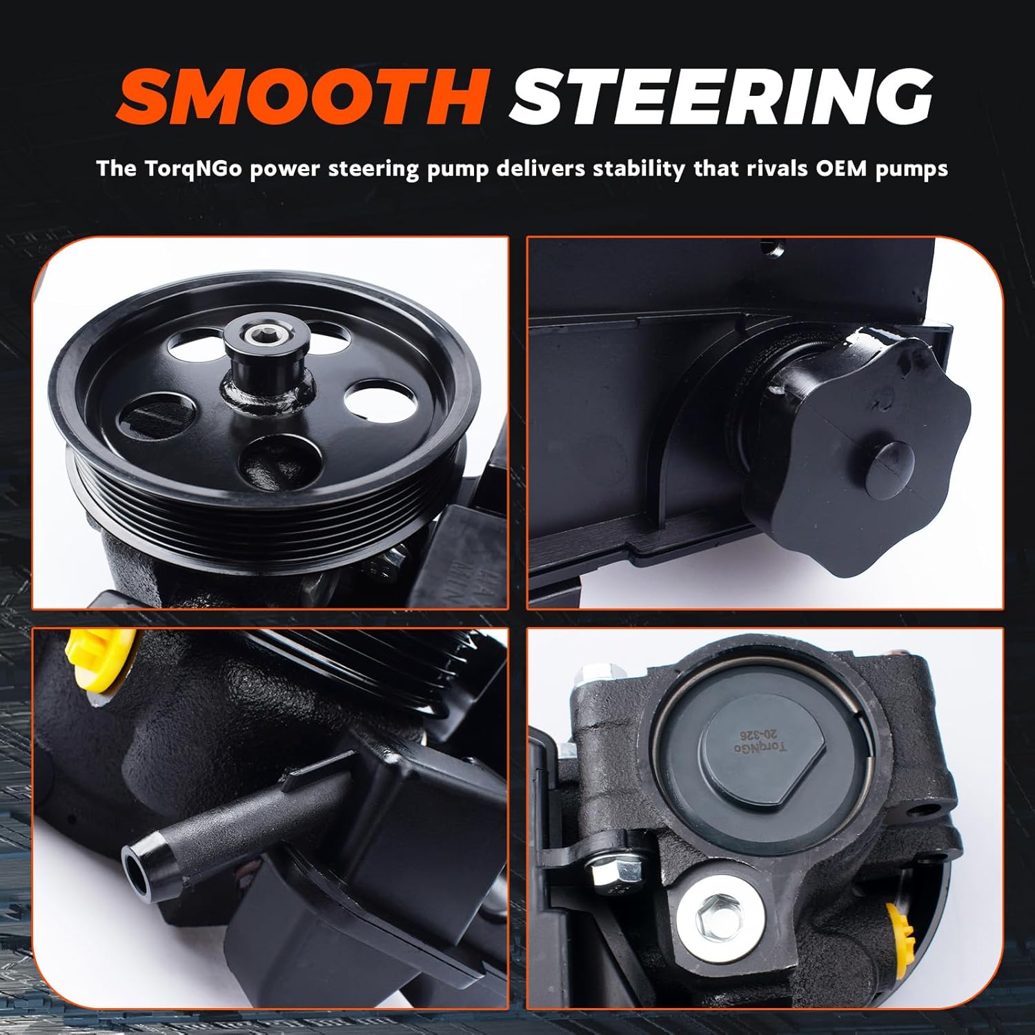 20-326 Power Steering Pump Assembly with Pulley & Reservoir Compatible with 2006-2011 Focus, 2010 Transit Connect, 2011 Transit Connect 2.0L Replace # 6S4Z3A674A, 6S4Z3A674ARM, 7S4Z3A674A